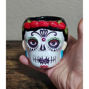 Hand Painted Sugar Skull/Day of The Dead Ceramic 10 oz Planter/Cup